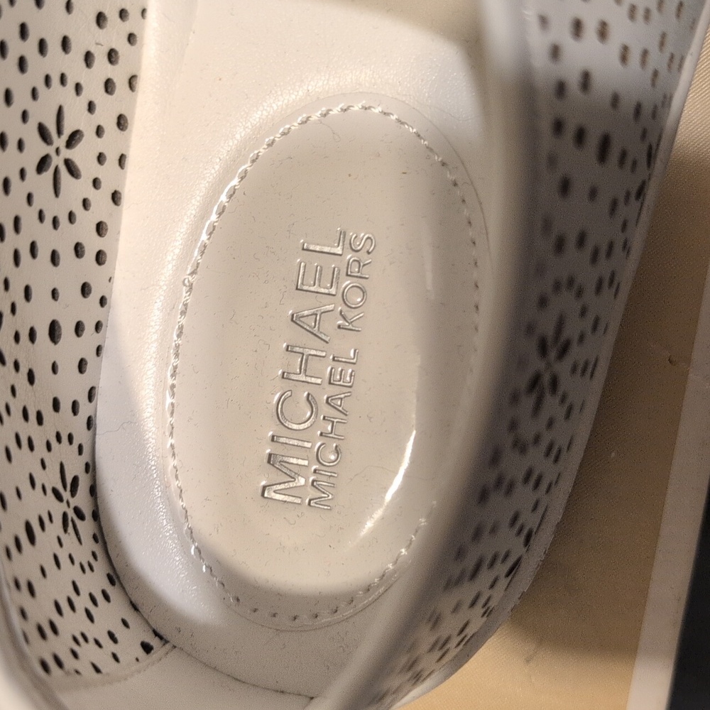 Michael Kors Floral Cutout White Sneakers - Picture 3 of 5